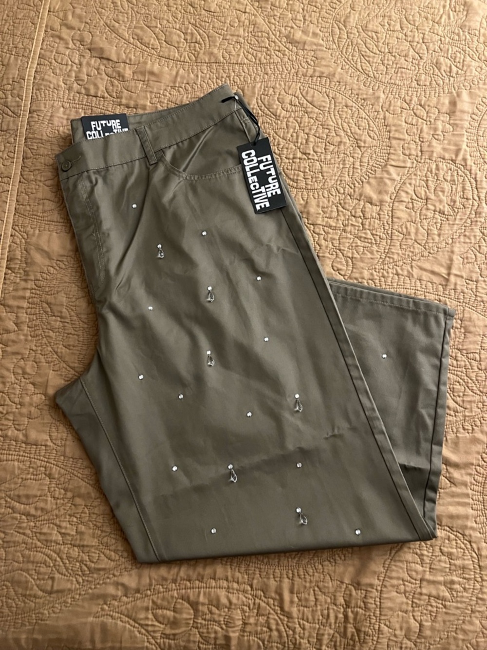 Future Collective Mid Rise Embellished Pants NWT